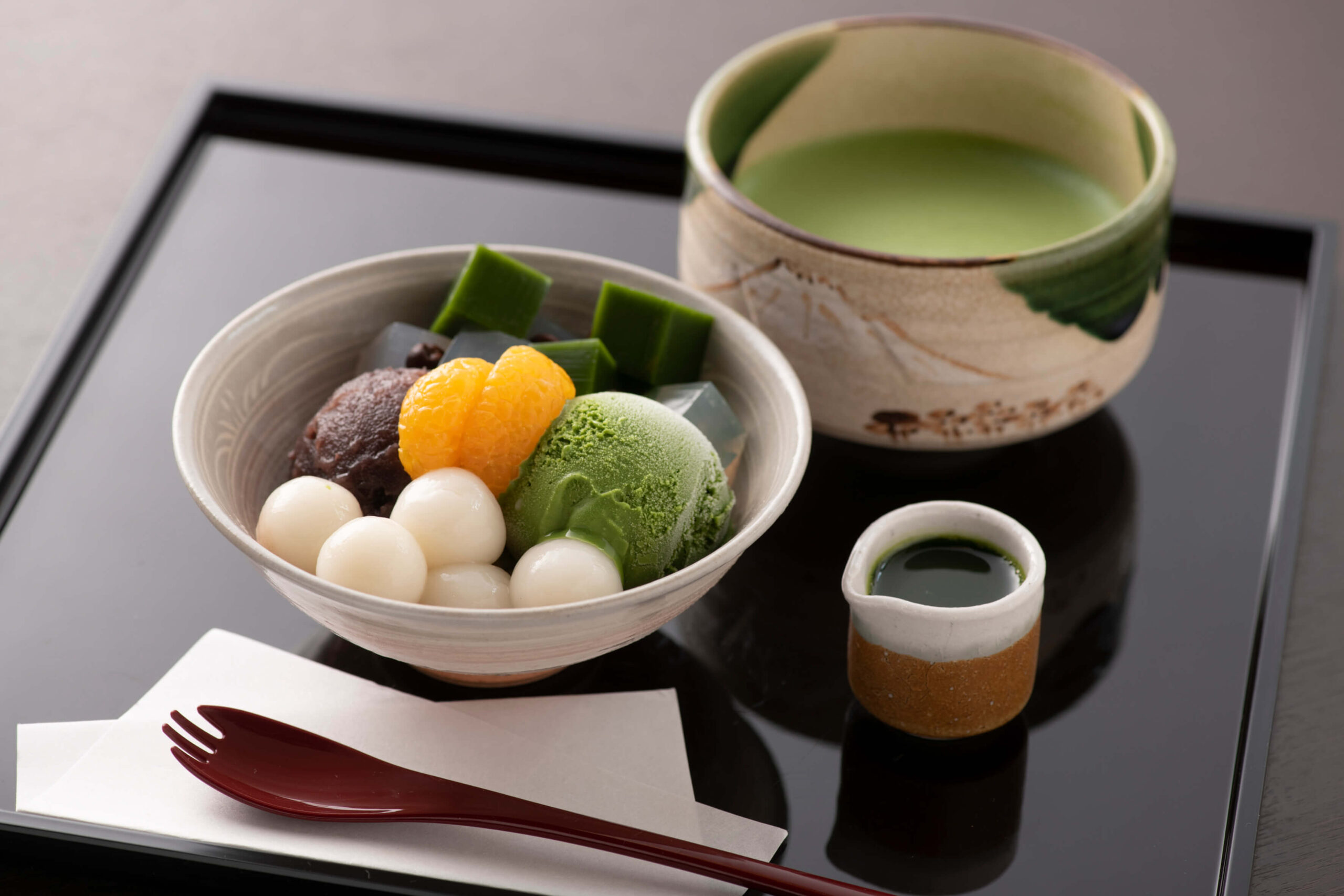 抹茶クリームあんみつ